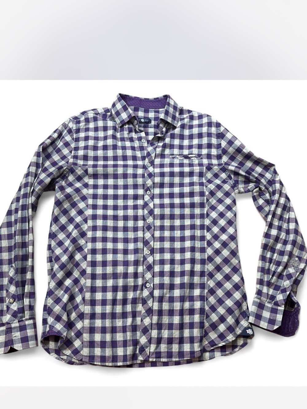 Stone Rose Purple and White gingham Button-Down Shirt preppy